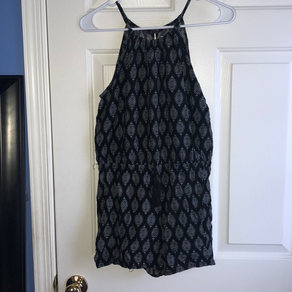 Black and white paisley romper